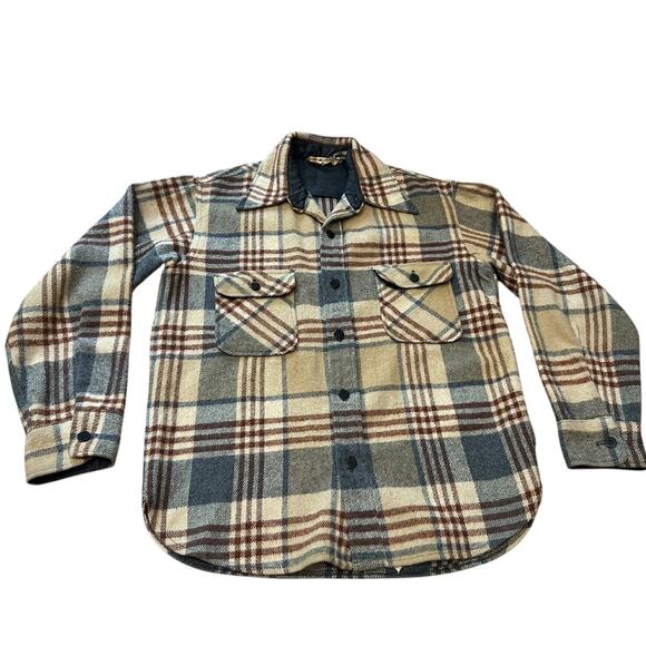 Vintage 1950s Workwear CPO Flannel Plaid Shirt Jacket Sportswear / Mens Medium -